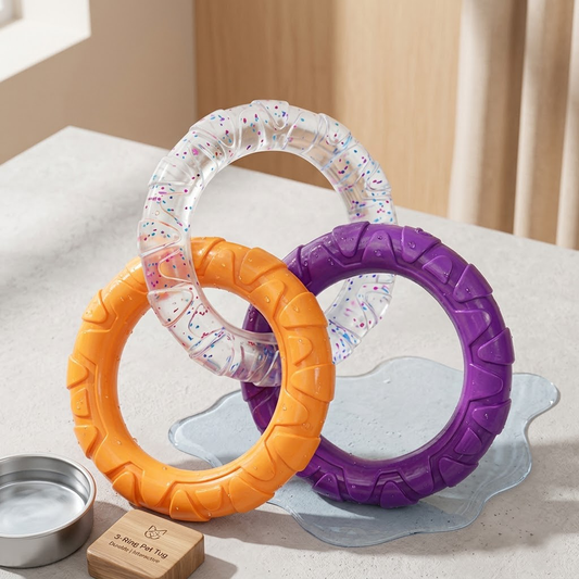 Zolenitacosh Durable Dog Chew Toy - 3-Ring Puller & Teether for Aggressive Chewers, High-Aesthetic Interactive Tug-of-War Toy for Dental Health & Boredom Relief